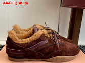 Miu Miu Gymnasium Suede and Shearling Sneakers in Cocoa Brown 5E428E Replica