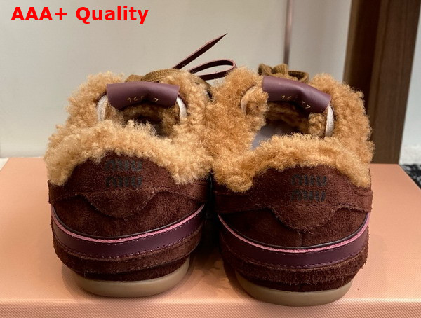 Miu Miu Gymnasium Suede and Shearling Sneakers in Cocoa Brown 5E428E Replica