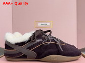 Miu Miu Gymnasium Suede and Shearling Sneakers in Dark Brown 5E428E Replica