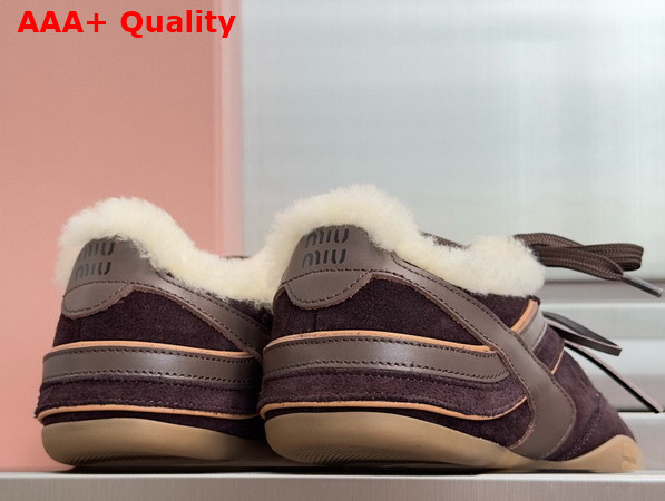 Miu Miu Gymnasium Suede and Shearling Sneakers in Dark Brown 5E428E Replica