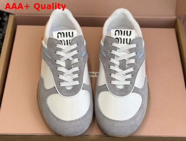 Miu Miu Gymnasium Technical Fabric and Suede Sneakers in Multicolor 5E428E Replica