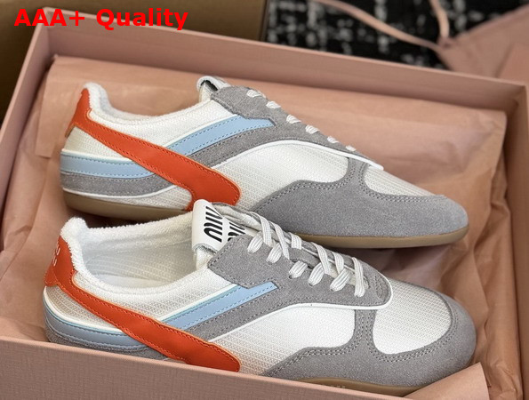 Miu Miu Gymnasium Technical Fabric and Suede Sneakers in Multicolor 5E428E Replica