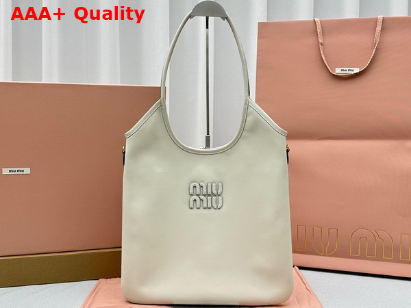 Miu Miu IVY Leather Bag in Chalk White 5BG231 Replica