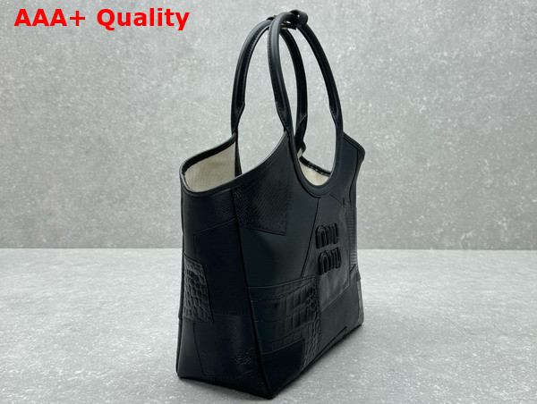 Miu Miu IVY Leather Patchwork Bag in Black Replica
