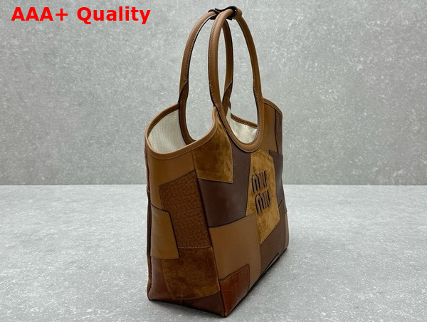 Miu Miu IVY Leather Patchwork Bag in Cognac Replica