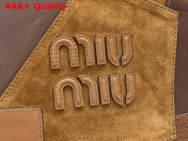 Miu Miu IVY Leather Patchwork Bag in Cognac Replica