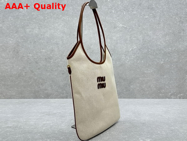 Miu Miu Ivy Canvas Bag in Beige and Brandy 5BG231 Replica