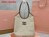 Miu Miu Ivy Canvas Bag in Beige and Brandy 5BG231 Replica