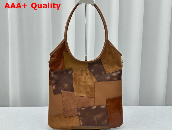 Miu Miu Ivy Leather Patchwork Bag in Cognac 5BG231 Replica