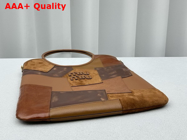 Miu Miu Ivy Leather Patchwork Bag in Cognac 5BG231 Replica