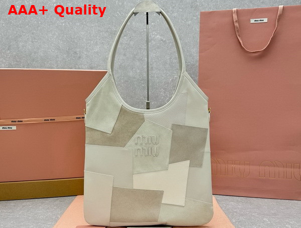 Miu Miu Ivy Leather Patchwork Bag in White 5BG231 Replica