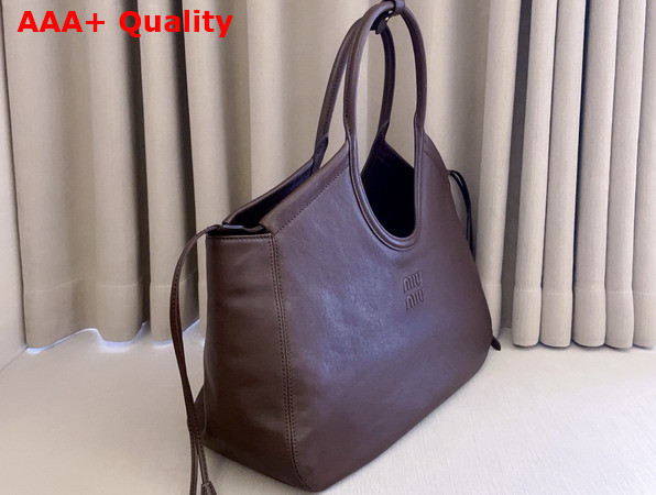 Miu Miu Ivy Nappa Leather Shopping Bag in Briarwood 5BG342 Replica