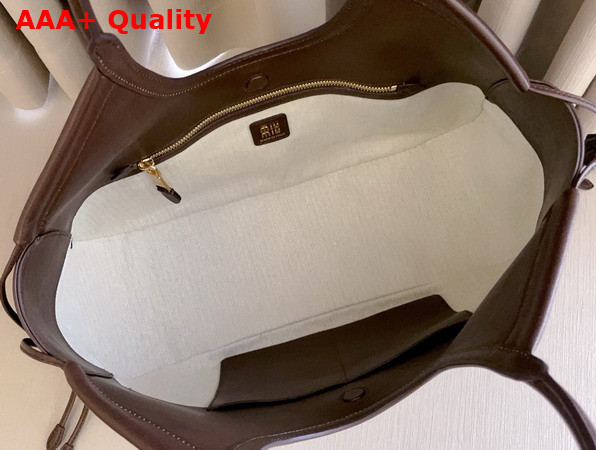 Miu Miu Ivy Nappa Leather Shopping Bag in Briarwood 5BG342 Replica