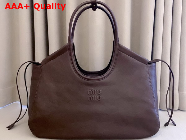 Miu Miu Ivy Nappa Leather Shopping Bag in Briarwood 5BG342 Replica