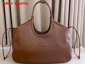 Miu Miu Ivy Nappa Leather Shopping Bag in Oak 5BG342 Replica