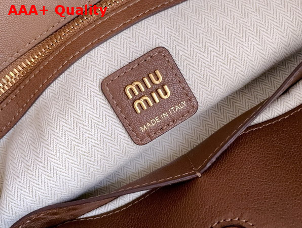 Miu Miu Ivy Nappa Leather Shopping Bag in Oak 5BG342 Replica
