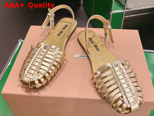 Miu Miu Laminated Nappa Leather Fisherman Sandals in Platinum 5X610E Replica