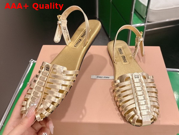 Miu Miu Laminated Nappa Leather Fisherman Sandals in Platinum 5X610E Replica