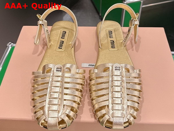 Miu Miu Laminated Nappa Leather Fisherman Sandals in Platinum 5X610E Replica