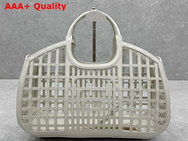 Miu Miu Large Leather Basket in Chalk White 5BA293 Replica