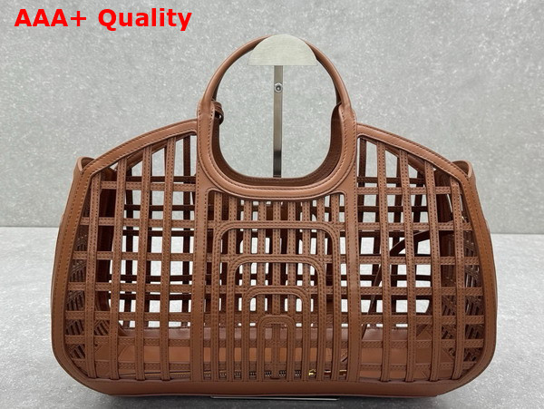 Miu Miu Large Leather Basket in Cognac 5BA293 Replica