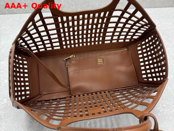 Miu Miu Large Leather Basket in Cognac 5BA293 Replica