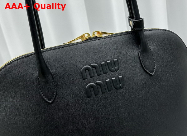 Miu Miu Large Leather Top Handle Bag in Black 5BA289 Replica