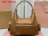 Miu Miu Large Pocket Nappa Leather Bag in Caramel Washed Leather Replica