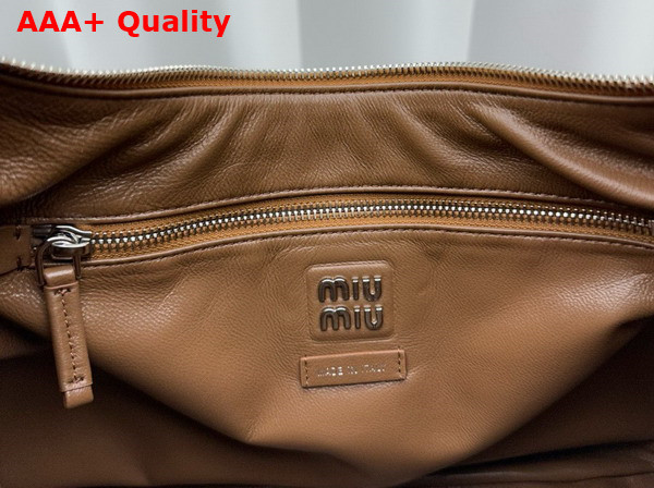 Miu Miu Large Pocket Nappa Leather Bag in Caramel Washed Leather Replica