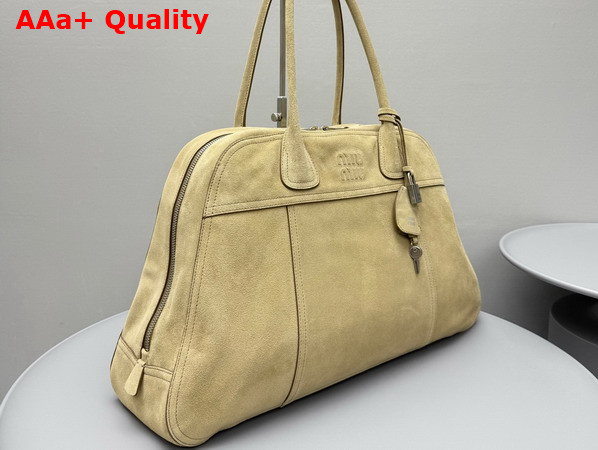 Miu Miu Large Vivant Suede Bag in Ecru 5BB195 Replica