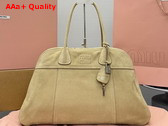 Miu Miu Large Vivant Suede Bag in Ecru 5BB195 Replica