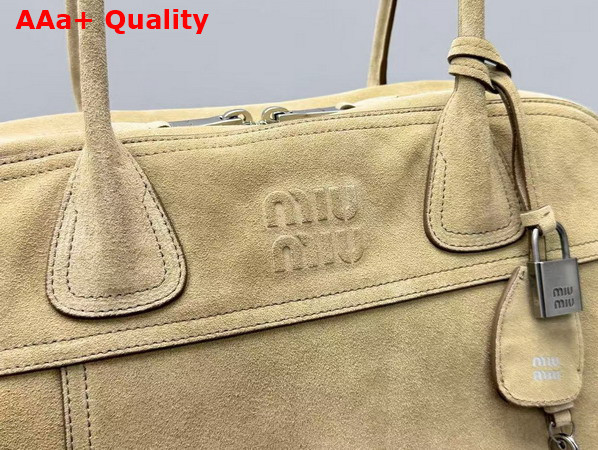 Miu Miu Large Vivant Suede Bag in Ecru 5BB195 Replica