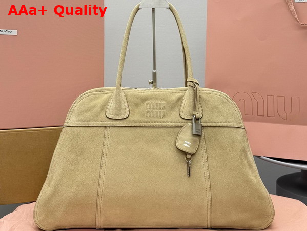 Miu Miu Large Vivant Suede Bag in Ecru 5BB195 Replica