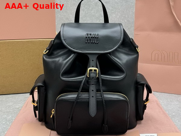 Miu Miu Leather Backpack in Black 5BZ042 Replica