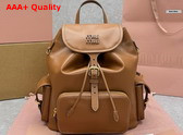 Miu Miu Leather Backpack in Cognac 5BZ042 Replica