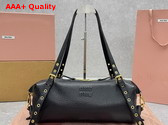 Miu Miu Leather Bag in Black Textured Nappa Leather 5BC190 Replica