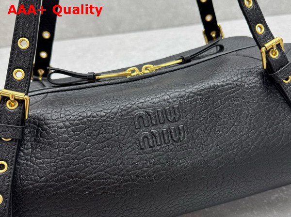 Miu Miu Leather Bag in Black Textured Nappa Leather 5BC190 Replica