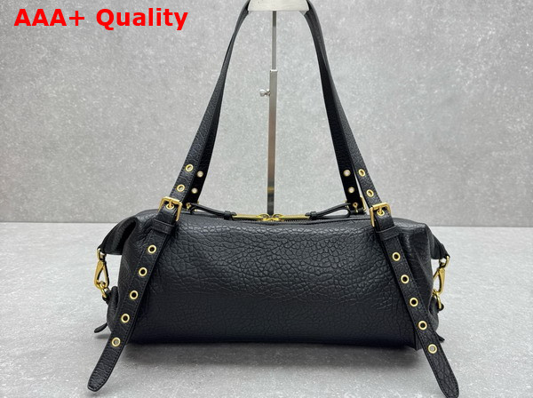 Miu Miu Leather Bag in Black Textured Nappa Leather 5BC190 Replica