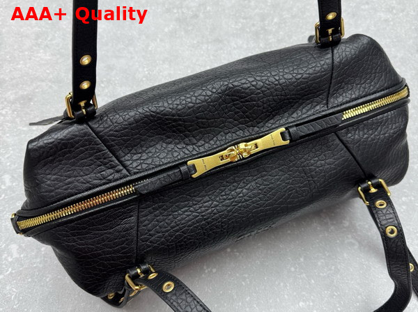 Miu Miu Leather Bag in Black Textured Nappa Leather 5BC190 Replica