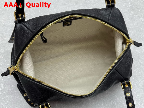 Miu Miu Leather Bag in Black Textured Nappa Leather 5BC190 Replica