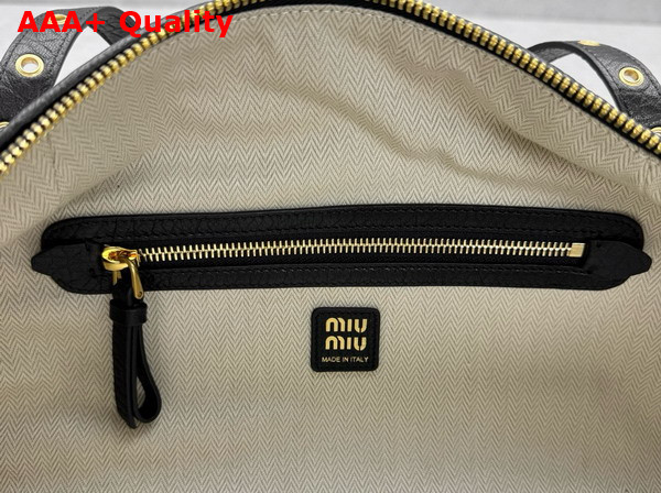Miu Miu Leather Bag in Black Textured Nappa Leather 5BC190 Replica