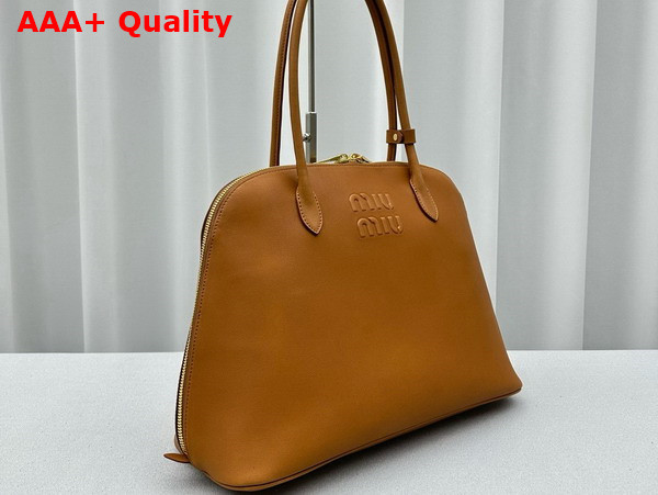 Miu Miu Leather Bag in Cognac 5BA289 Replica