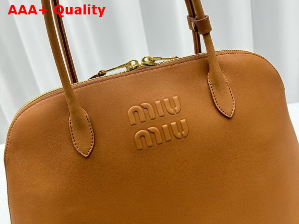Miu Miu Leather Bag in Cognac 5BA289 Replica
