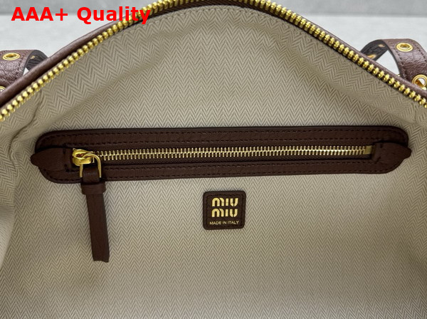 Miu Miu Leather Bag in Sienna Textured Nappa Leather 5BC190 Replica