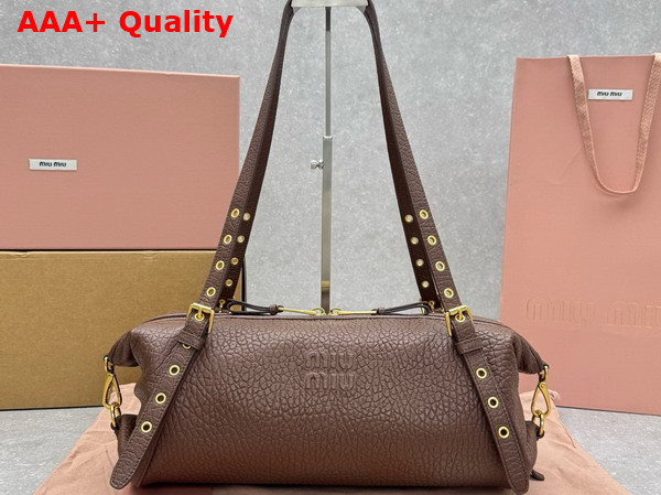 Miu Miu Leather Bag in Sienna Textured Nappa Leather 5BC190 Replica
