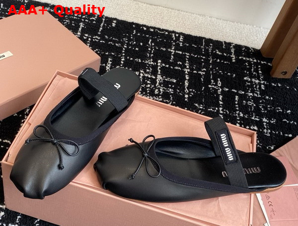 Miu Miu Leather Ballerina Mules in Black 5F451E Replica