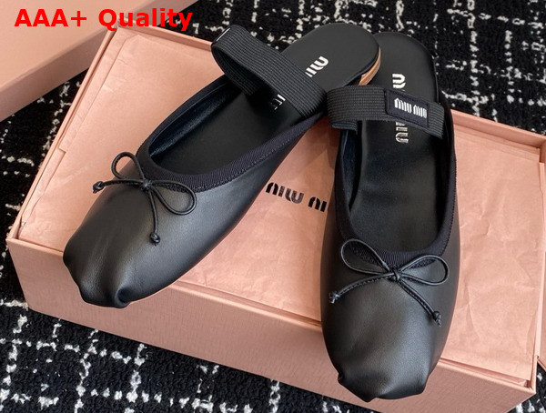 Miu Miu Leather Ballerina Mules in Black 5F451E Replica