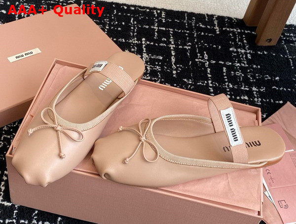 Miu Miu Leather Ballerina Mules in Nude 5F451E Replica