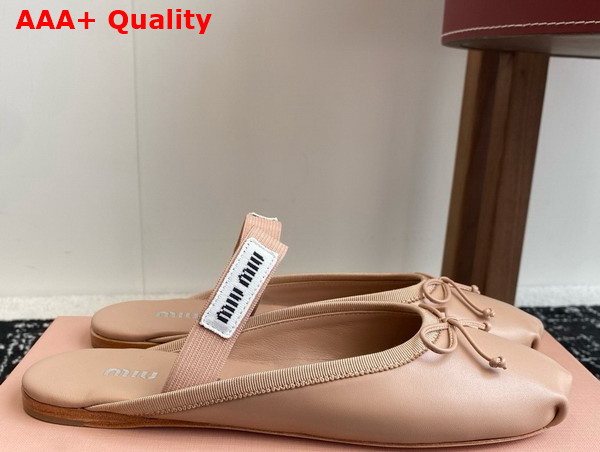 Miu Miu Leather Ballerina Mules in Nude 5F451E Replica