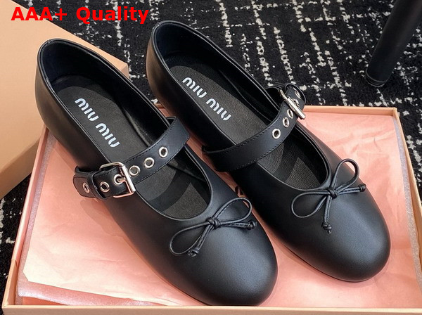 Miu Miu Leather Ballerinas in Black 5F210E Replica